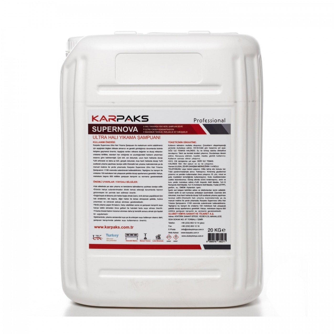 Supernova Halı Yıkama Şampuanı 20kg Supernova Halı Yıkama Şampuanı 20kg